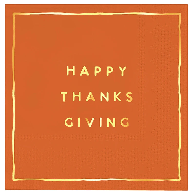 Ceramic Napkin Tray + Napkins - Happy Thanksgiving