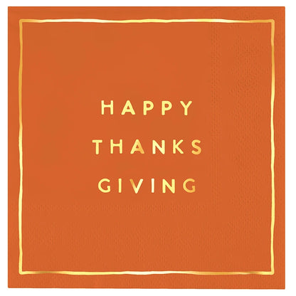 Ceramic Napkin Tray + Napkins - Happy Thanksgiving
