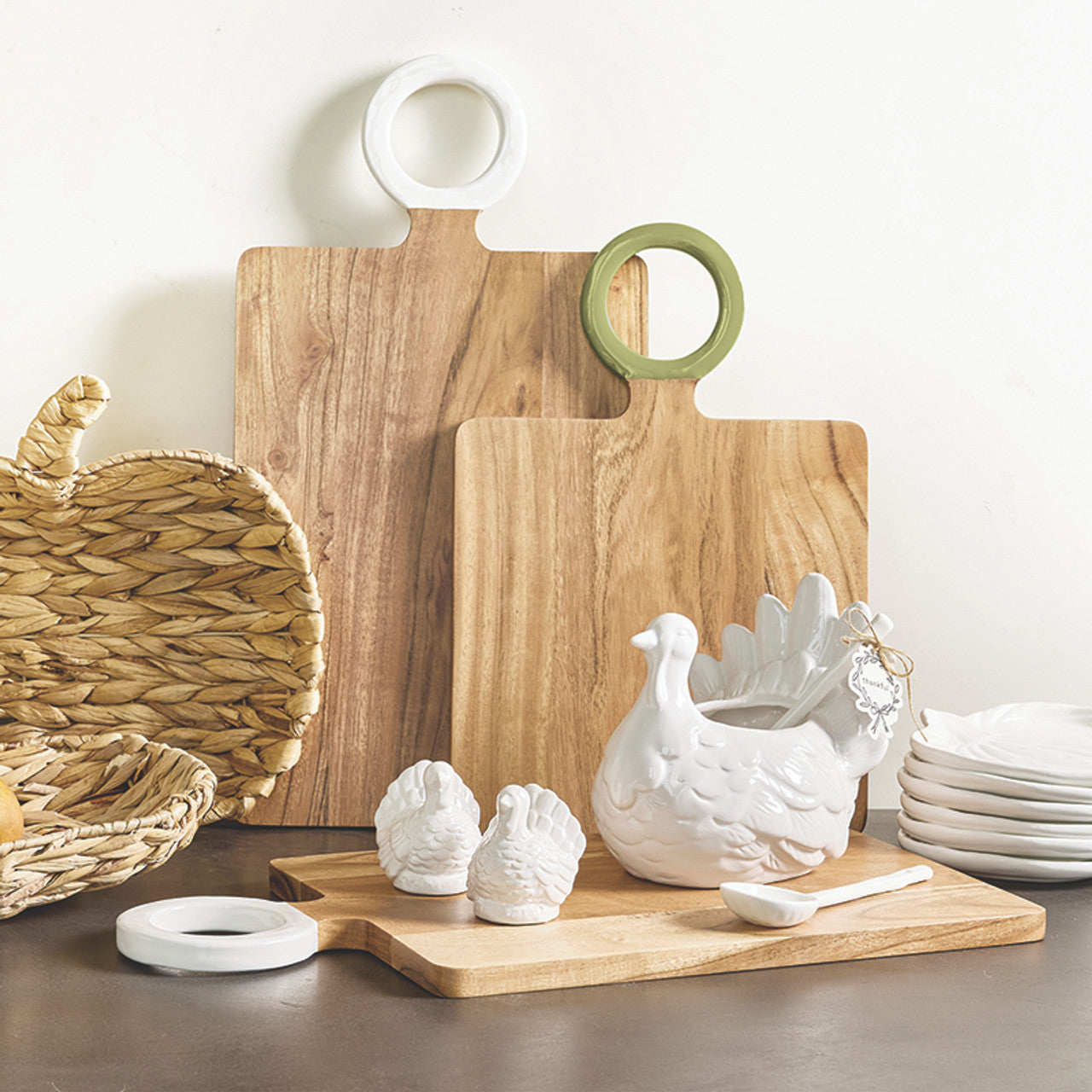 Ceramic Turkey Gravy Boat + Spoon