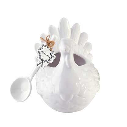 Ceramic Turkey Gravy Boat + Spoon