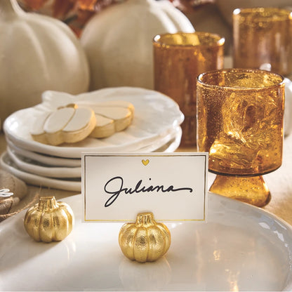 Gold Pumpkin Placecard Holders - Set of 4