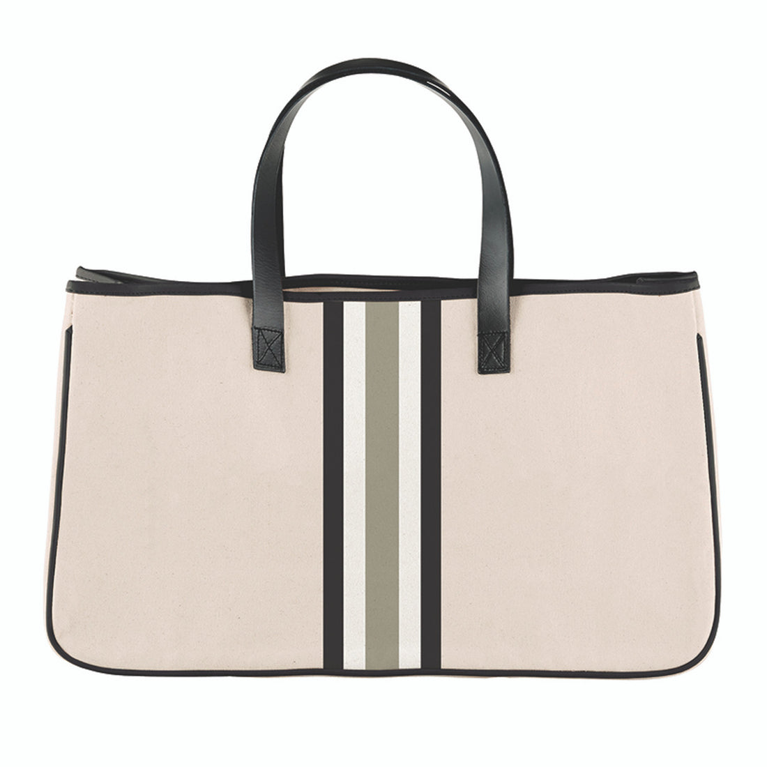 Racer Stripe Canvas Tote - Blush + Grey Stripes
