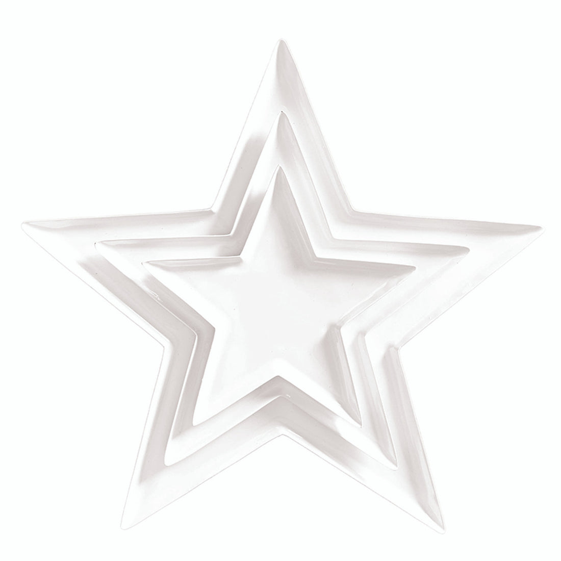 Nested White Enamel Star Trays - Set of 3