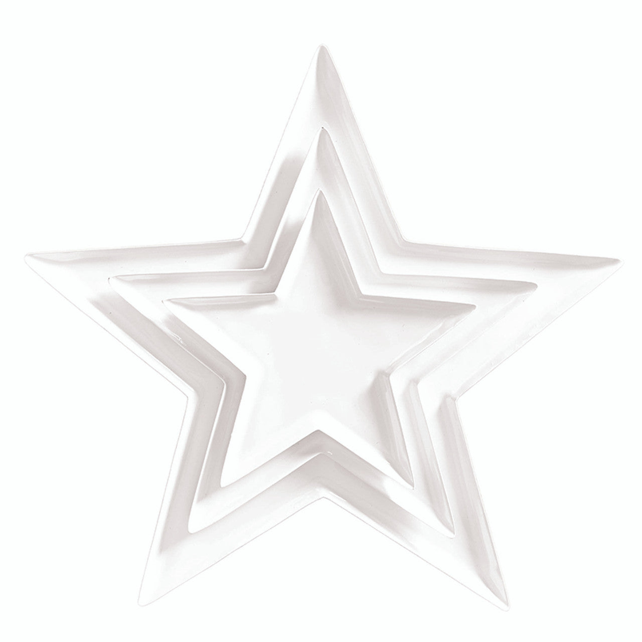 Nested White Enamel Star Trays - Set of 3