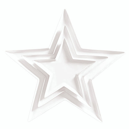 Nested White Enamel Star Trays - Set of 3
