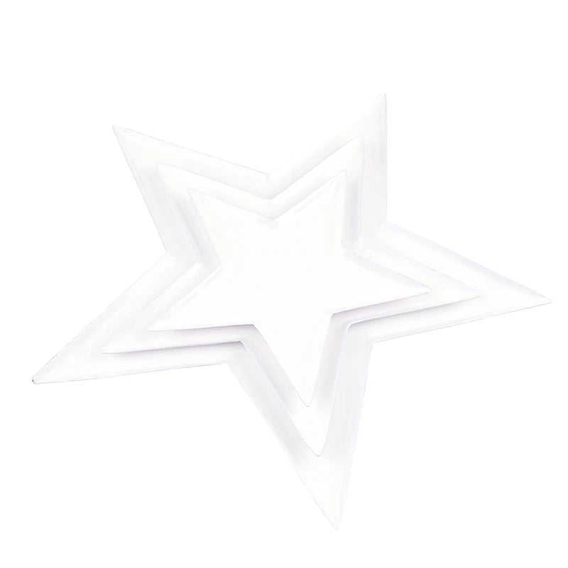 Nested White Enamel Star Trays - Set of 3