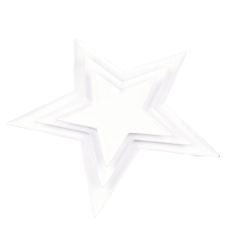 Nested White Enamel Star Trays - Set of 3