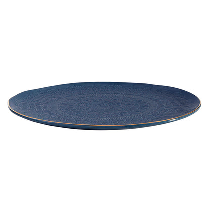 Gold Rim Stamped Ceramic Platter - 10" Dia