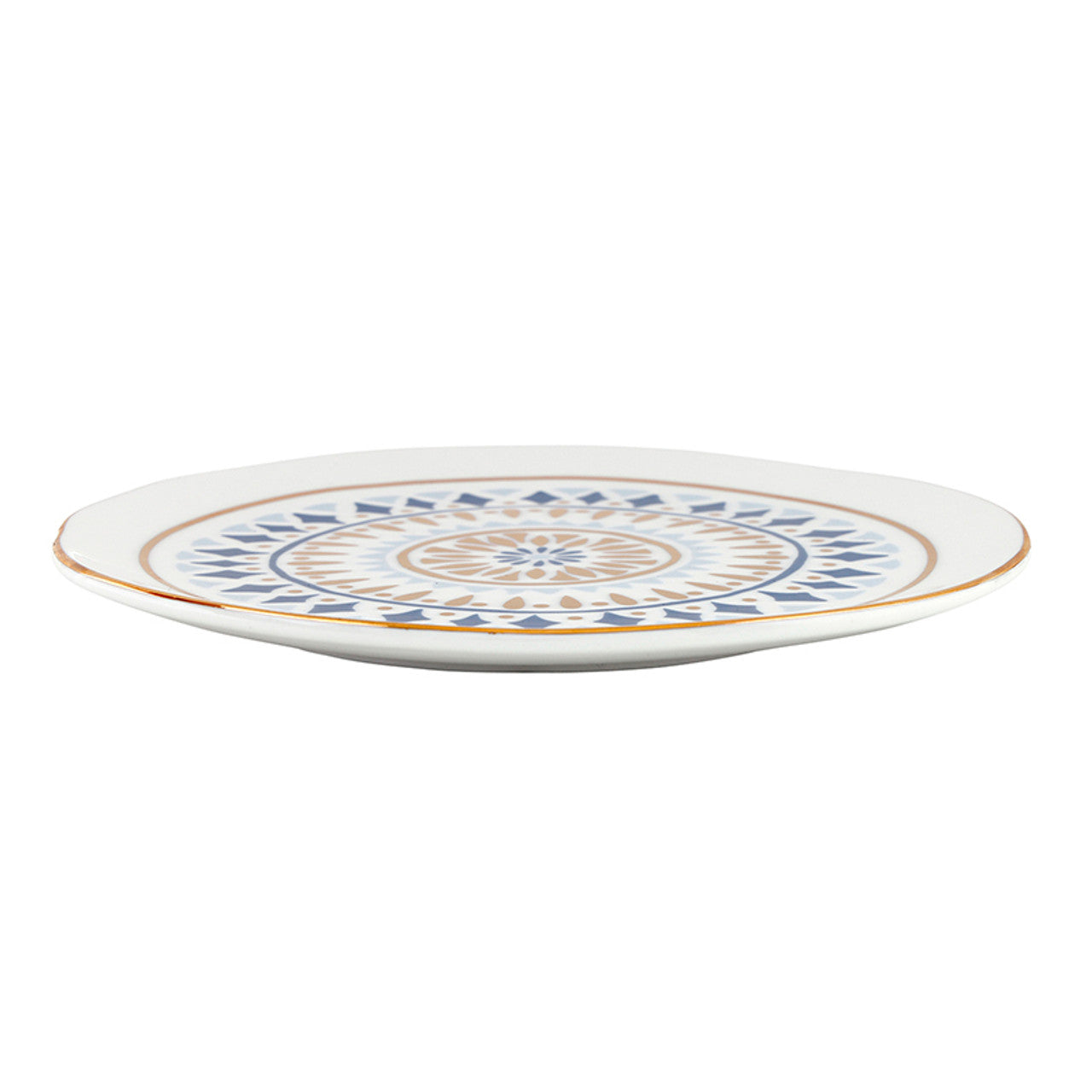 Ceramic Appetizer Plates - Printed Blue Pattern - Set of 4