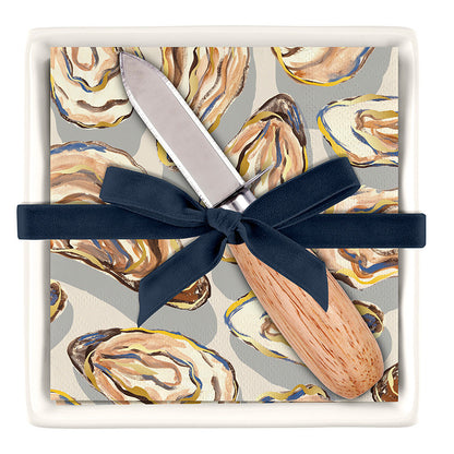 Ceramic Napkin Tray with Shucker - Oysters