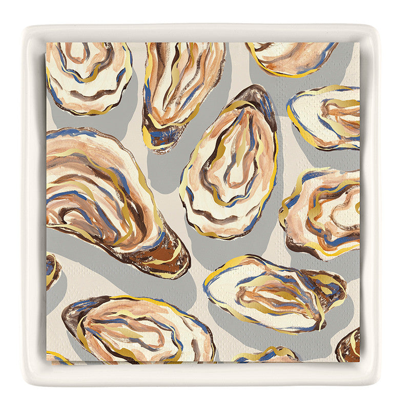 Ceramic Napkin Tray with Shucker - Oysters