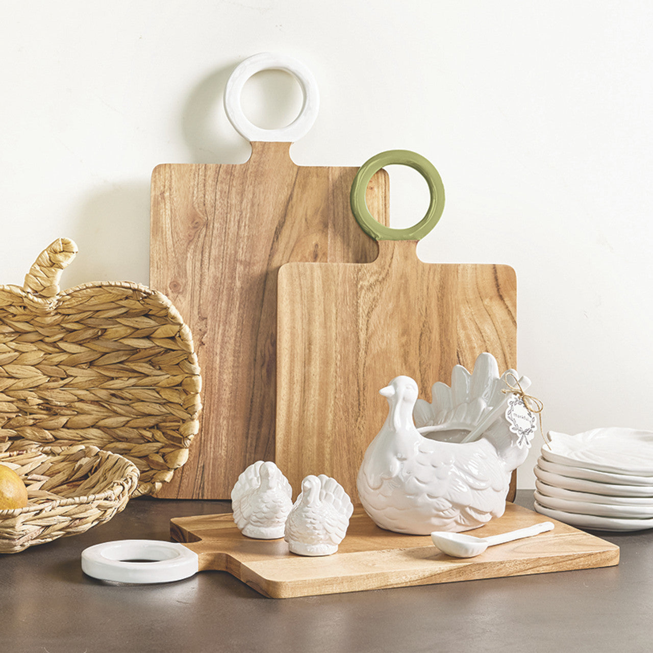 Wood Board with Enamel Handle - Large - White