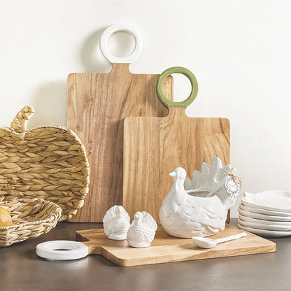 Wood Board with Enamel Handle - Small - Dark Sage