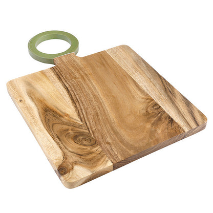 Wood Board with Enamel Handle - Small - Dark Sage