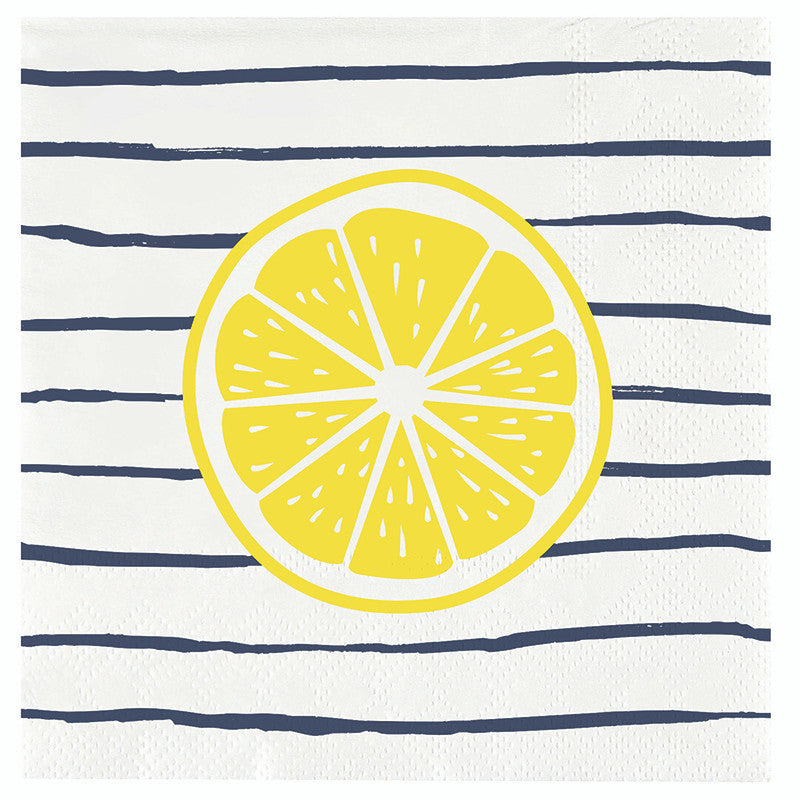 Ceramic Napkin Tray + Napkins - Striped Lemon