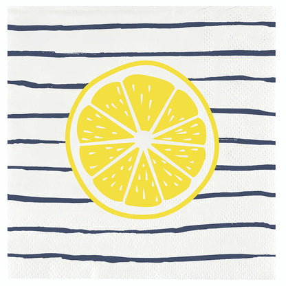 Ceramic Napkin Tray + Napkins - Striped Lemon