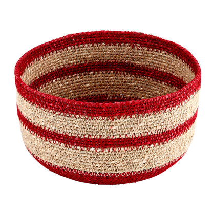 Red Rim Seagrass Basket - Set of 2