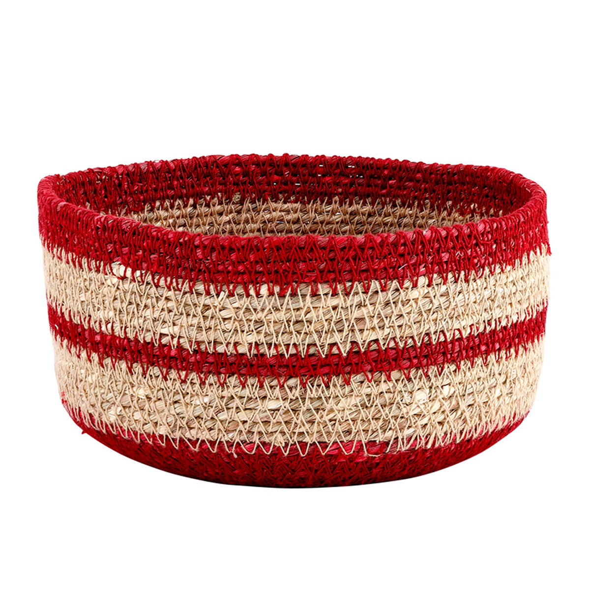 Red Rim Seagrass Basket - Set of 2