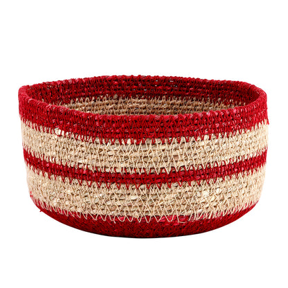 Red Rim Seagrass Basket - Set of 2