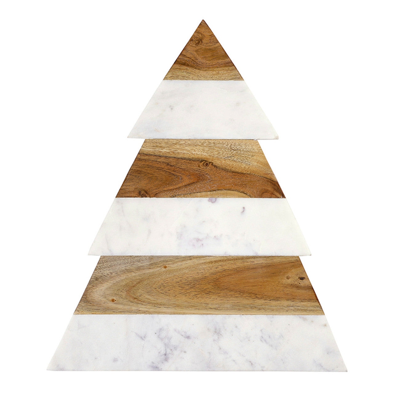 Face to Face Marble and Wood Christmas Tree Charcuterie Board