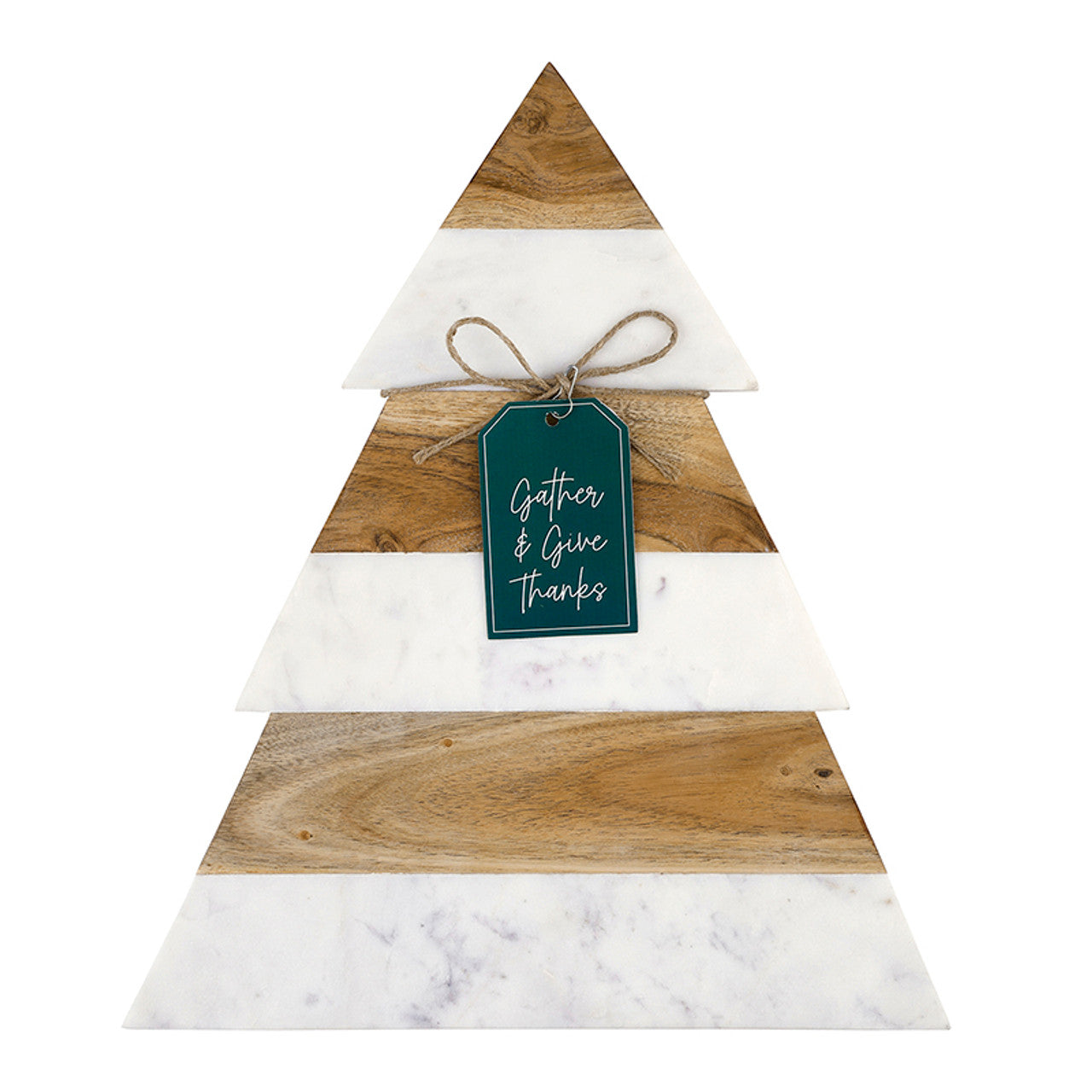 Face to Face Marble and Wood Christmas Tree Charcuterie Board