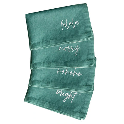 Face to Face Embroidered Cotton Napkins - Gather - Set of 4