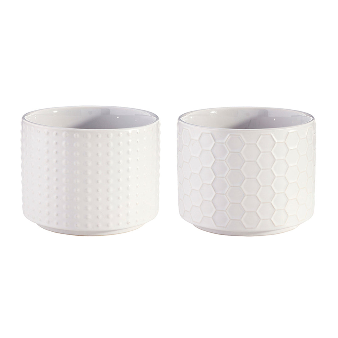 Face to Face Ceramic Bowls - Dots &amp; Honeycomb - Set of 2