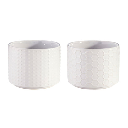 Face to Face Ceramic Bowls - Dots &amp; Honeycomb - Set of 2