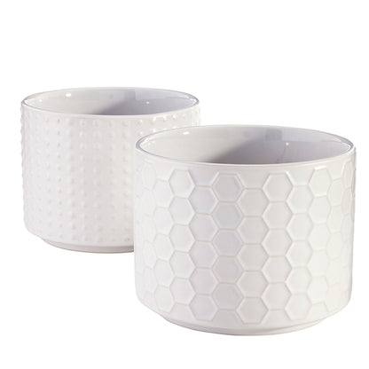 Face to Face Ceramic Bowls - Dots &amp; Honeycomb - Set of 2