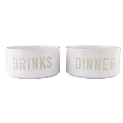 Face to Face Ceramic Stackable Pet Bowls - Dinner &amp; Drinks - Set of 2