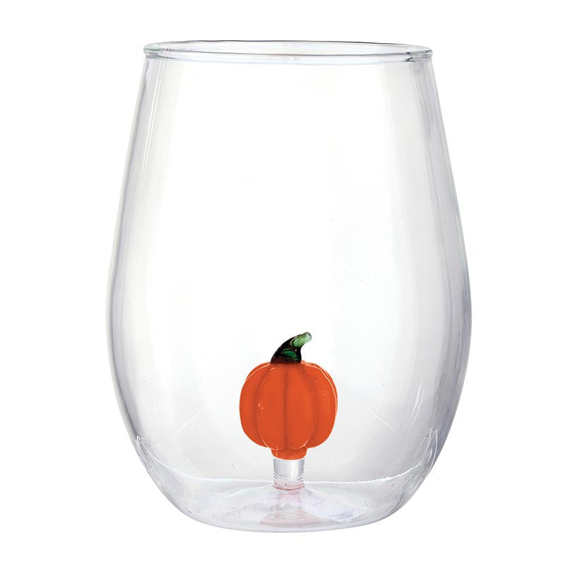 Figurine Stemless Wine Glass - Pumpkin