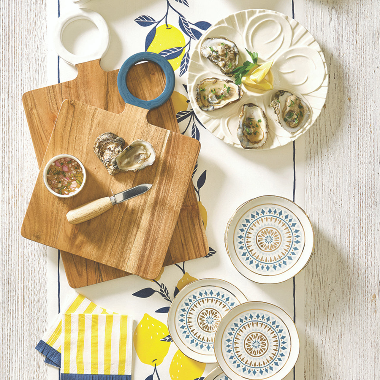 Wood Board with Enamel Handle - Large - White