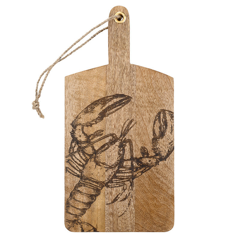 Carved Wood Board with Handle - Lobster