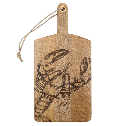 Carved Wood Board with Handle - Lobster