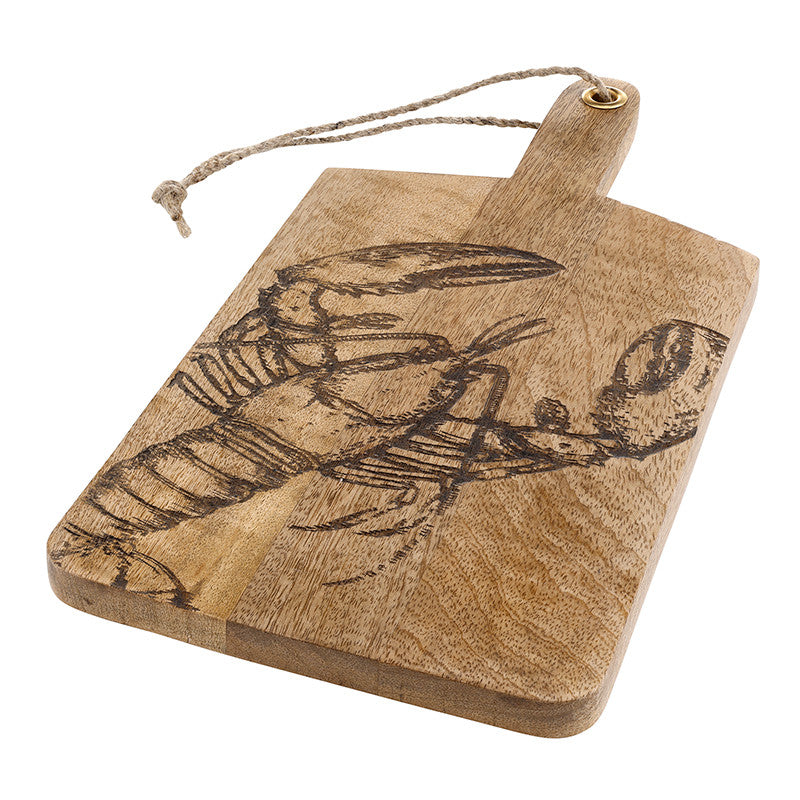 Carved Wood Board with Handle - Lobster