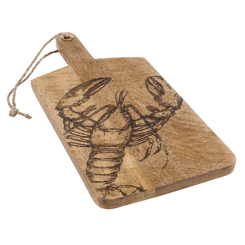 Carved Wood Board with Handle - Lobster