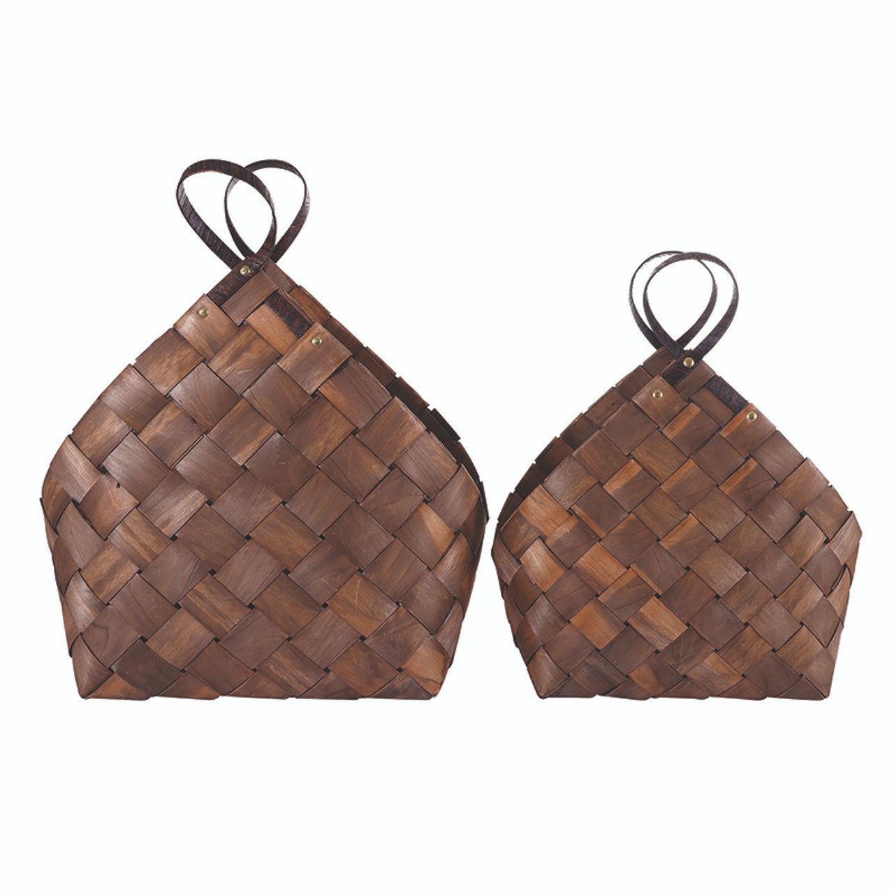 Dark Brown Wood Fiber Baskets - Set of 2