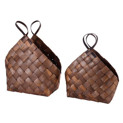 Dark Brown Wood Fiber Baskets - Set of 2