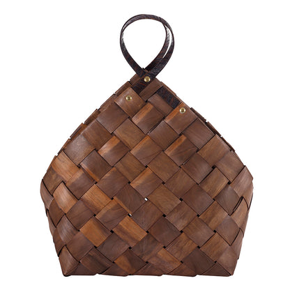 Dark Brown Wood Fiber Baskets - Set of 2