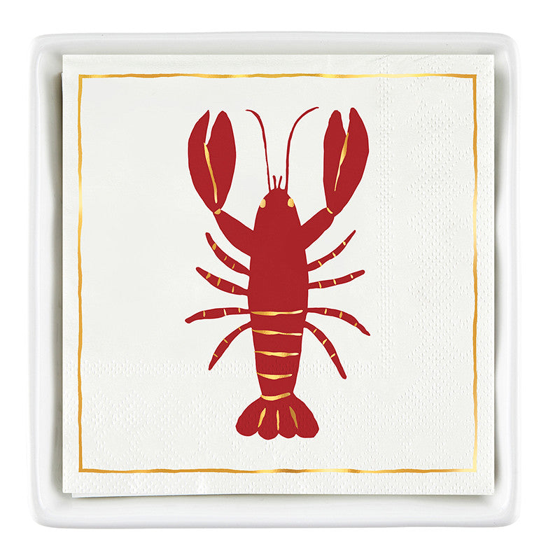 Ceramic Napkin Tray + Napkins - Red Lobster