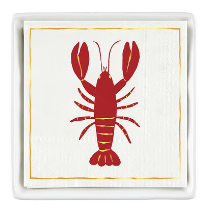 Ceramic Napkin Tray + Napkins - Red Lobster