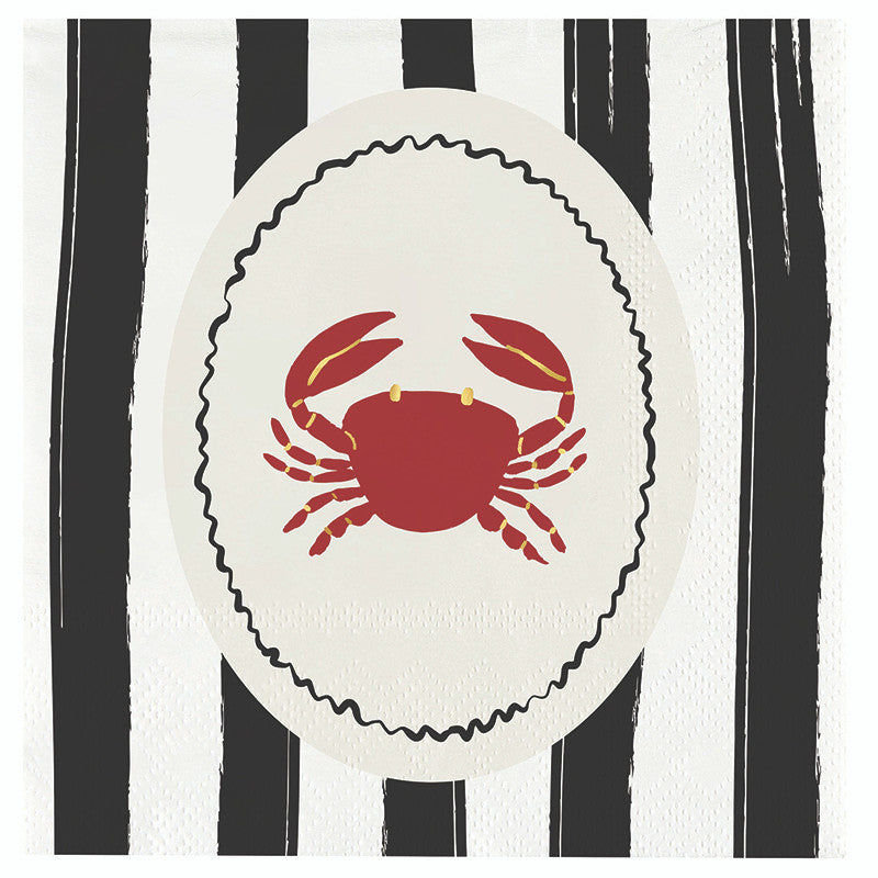 Ceramic Napkin Tray + Napkins - Striped Crab