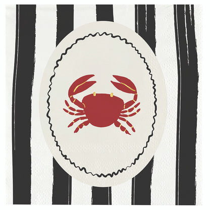 Ceramic Napkin Tray + Napkins - Striped Crab