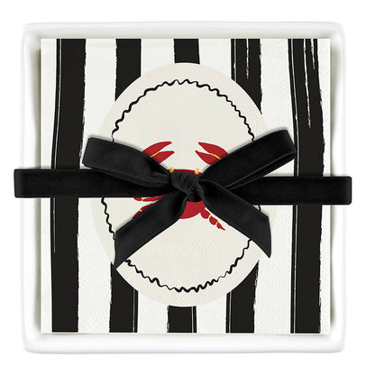 Ceramic Napkin Tray + Napkins - Striped Crab