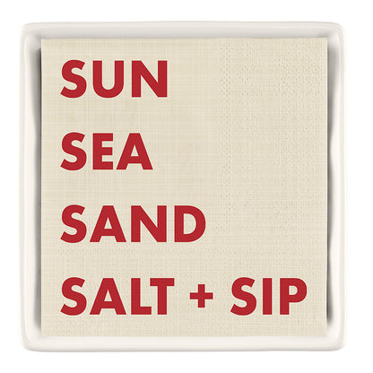 Ceramic Napkin Tray + Napkins - Sun Sea Sand