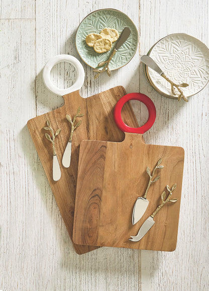 Wood Board with Enamel Handle - Small - Red