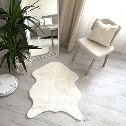 Cream Rabbit Plush Rug Flashrug