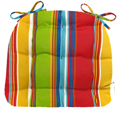 Westport Cabana Stripe Red Indoor / Outdoor Dining Chair Pads &amp; Patio Cushions