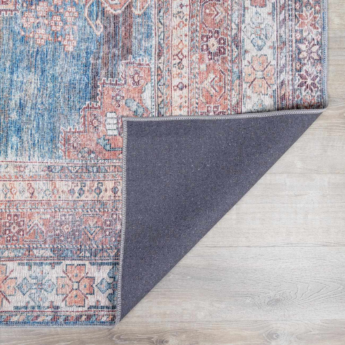 Baltinglass Rust &amp; Blue Washable Area Rug - Clearance