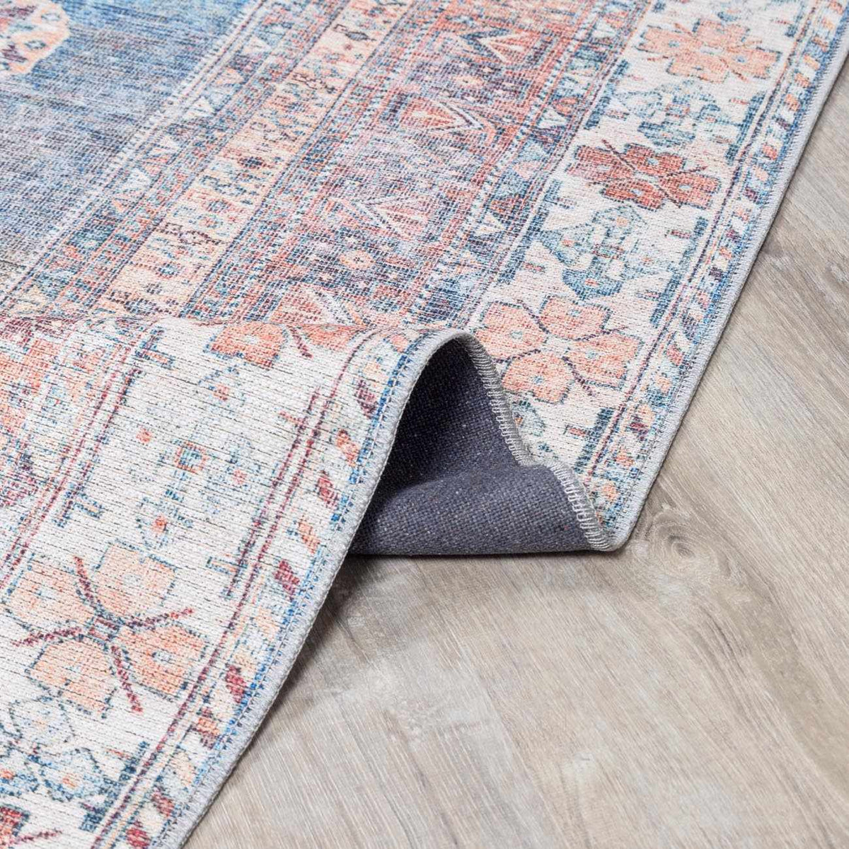Baltinglass Rust &amp; Blue Washable Area Rug - Clearance